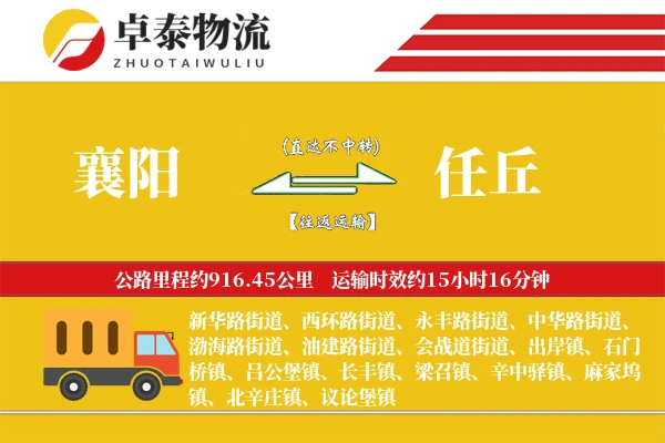 襄阳到任丘物流专线